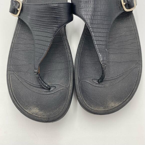 FitFlop Women's Black Leather Slip-On Flip-Flop Sandals Size 8 #350-001 - Picture 5 of 10